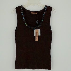 Chocolate beaded Belldini dressy tank top
